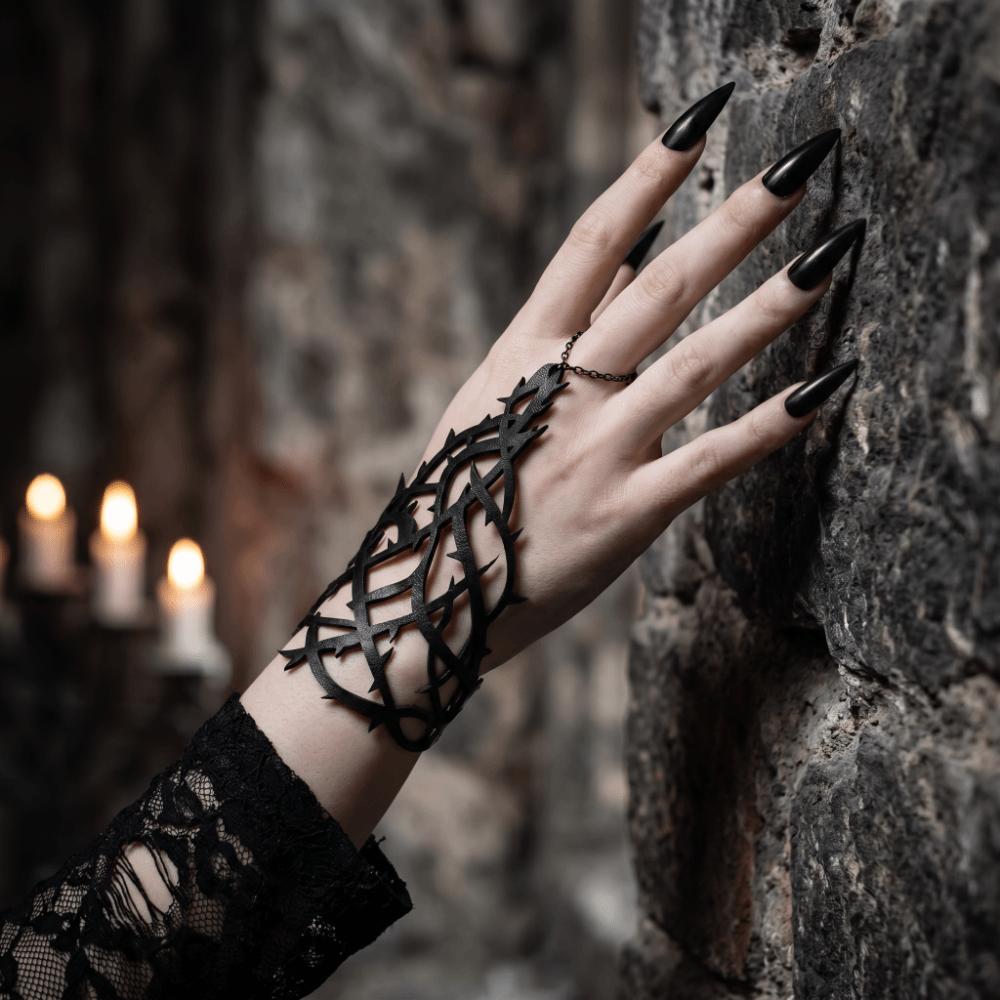 Black Spike Gothic Bracelet Double-sided Adjustable Hand Chain Spider Web Bracelet  Party