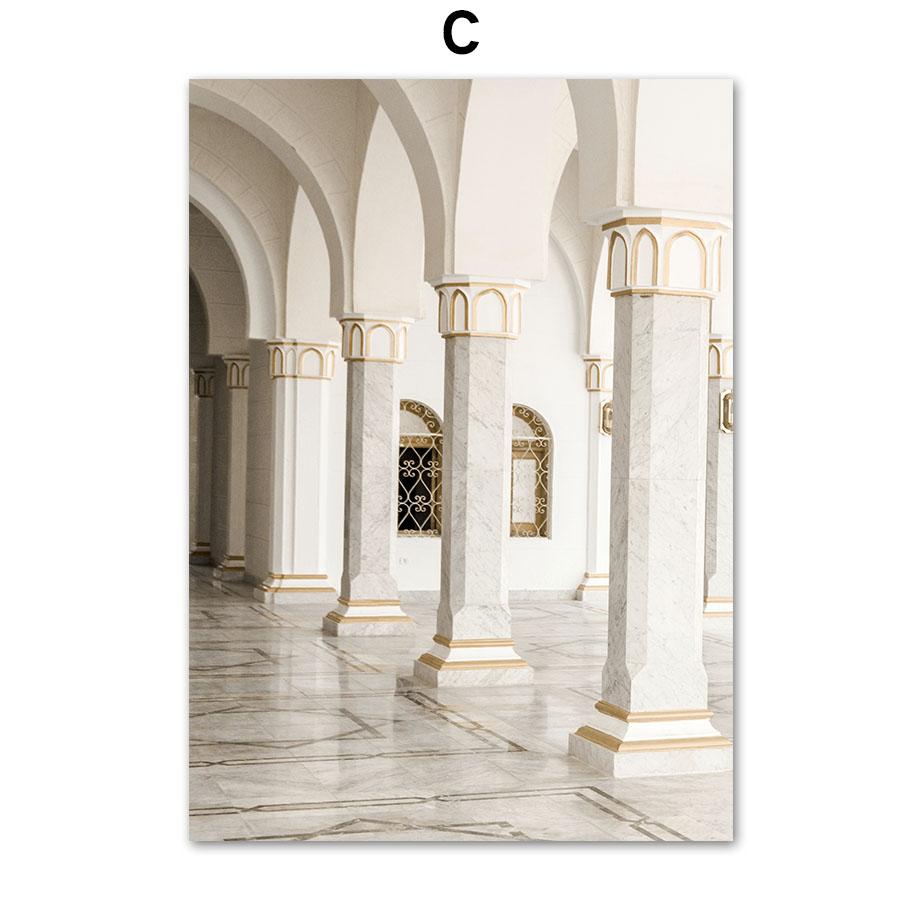 Исламская мечеть Коран Галерея Дверь Цветы Плакаты Печать Настенное искусство Холст Картина Скандинавские настенные картины для декора гостиной