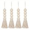 4Pcs Cotton Tassel Beads Hanging Natural Wood Beads Hanging Ornaments Closet Door Handle Vases Neutral Neutral Home Decorations