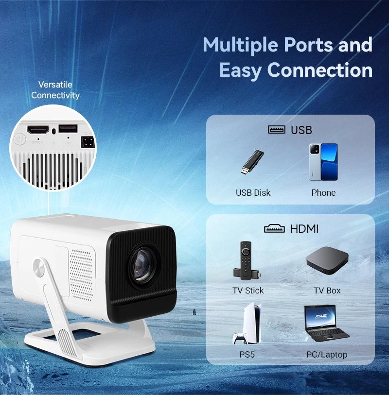 Портативный мини-проектор Salange 4K WiFi6 BT5.4 Android 11 Нативный проектор 720P 280Ansi Видео Смарт Домашний кинотеатр Бимер Кино
