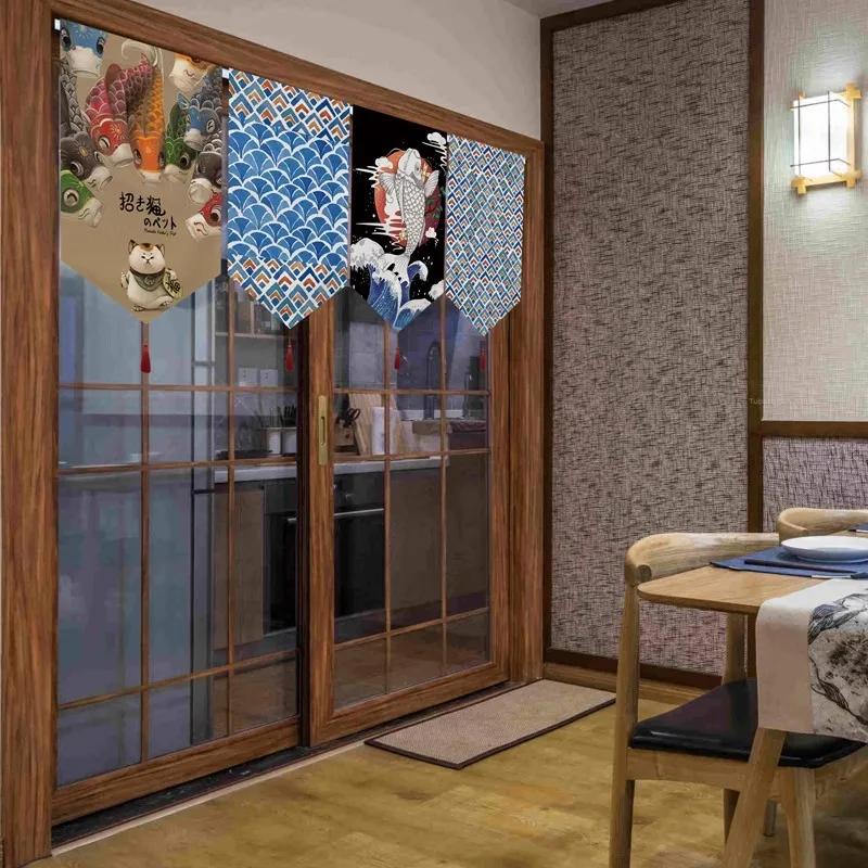 Японский современный приливный подвесной занавес Izakaya суши ресторан магазин короткая занавеска домашний треугольный флаг кухонный дверной проем декор