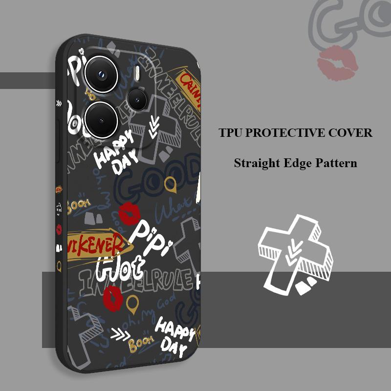 Модный Чехол с Граффити для Xiaomi Redmi Note 14 13 12 12S 11 11S 10 10S 15 15C 14C Pro Plus 4G 5G Жидкий Силикон