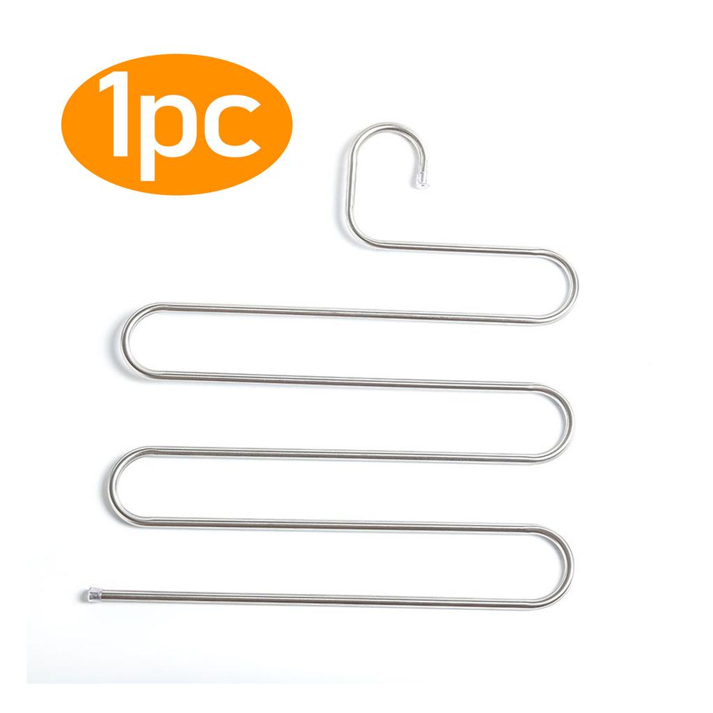 Многофункциональная вешалка для брюк из нержавеющей стали 5 слоев Хранение брюк Вешалка для одежды S-образная Нескользящая Сушилка Органайзер для ванной