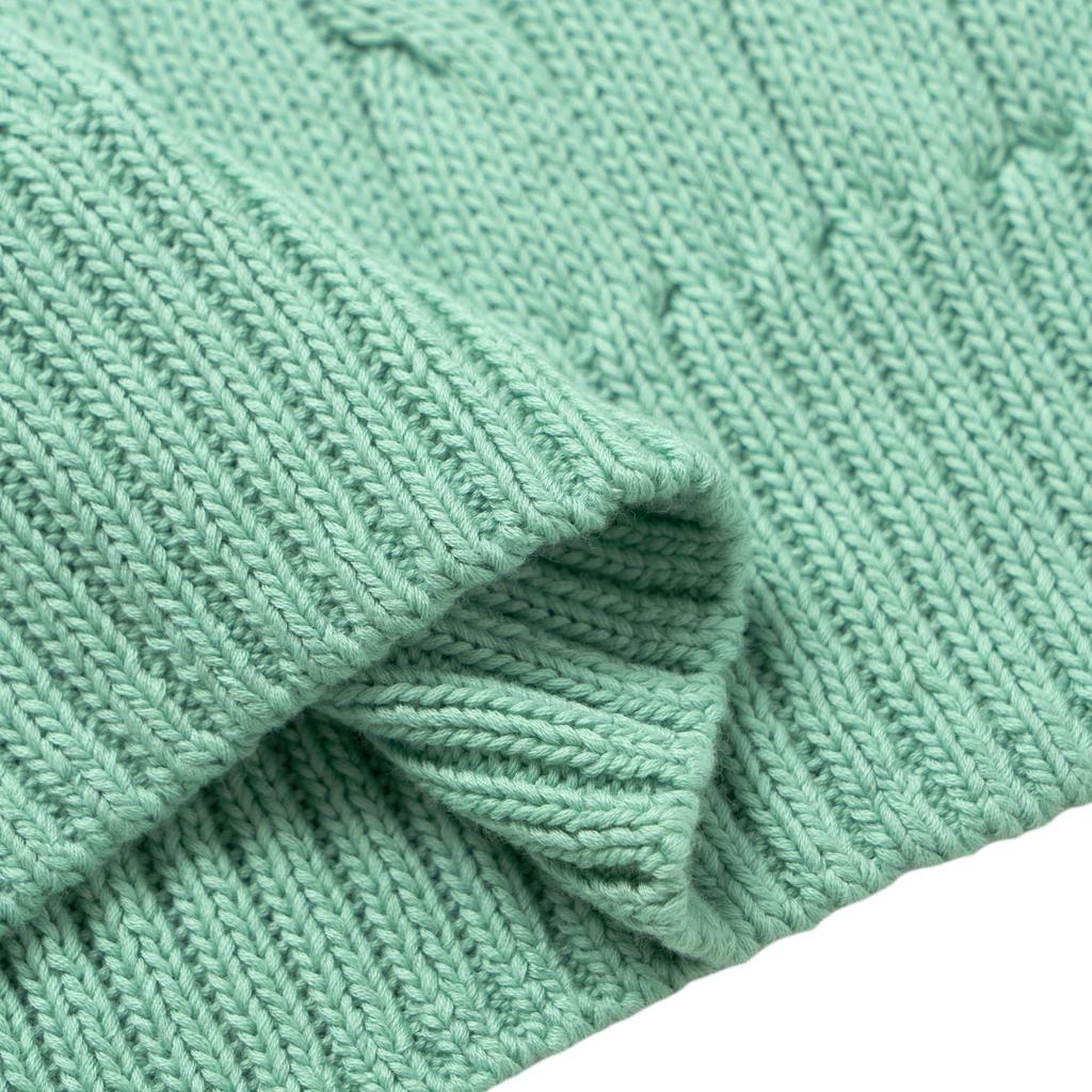 Polo Ralph Lauren Вязаный в рубчик свитер с коротким рукавом и круглым вырезом Женские топы Зеленый 211895379-018