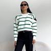 Women's Casual Basic Striped Sweater Autumn Loose Round Neck Knitted Pullover Fashion Vintage Long Sleeve Knitwear