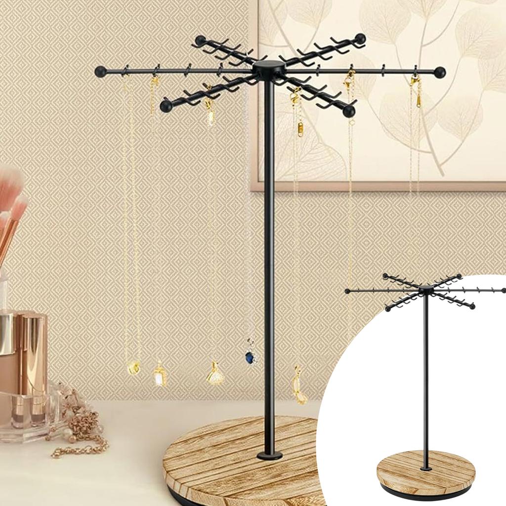 Rotating Necklace Holder Jewelry Stand 48 Hooks for Necklaces Earrings Keychains Bracelets Display Accessory Organiser