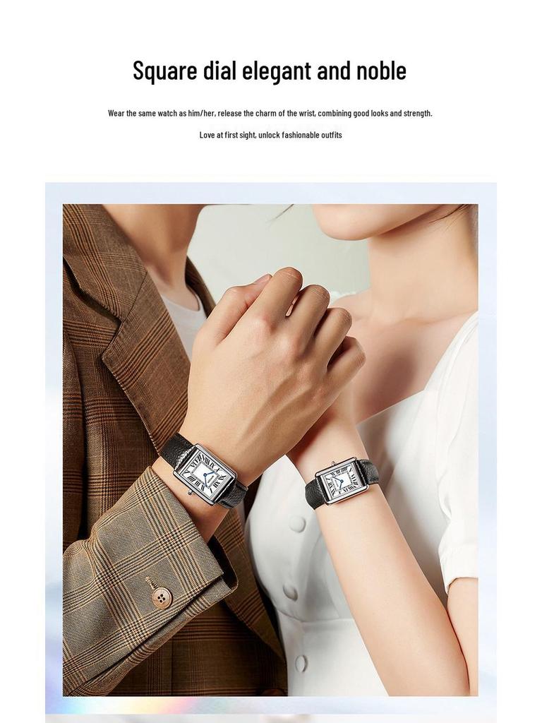 Женские кварцевые часы Sanda, маленький циферблат, римские цифры, модные водонепроницаемые прямоугольные, парный дизайн.