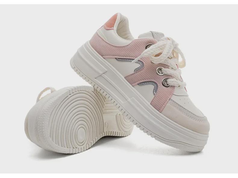 Весенние женские белые туфли Dad Shoes на толстой подошве 2025 года — дышащие, увеличивающие рост, универсальные кроссовки для весны и осени