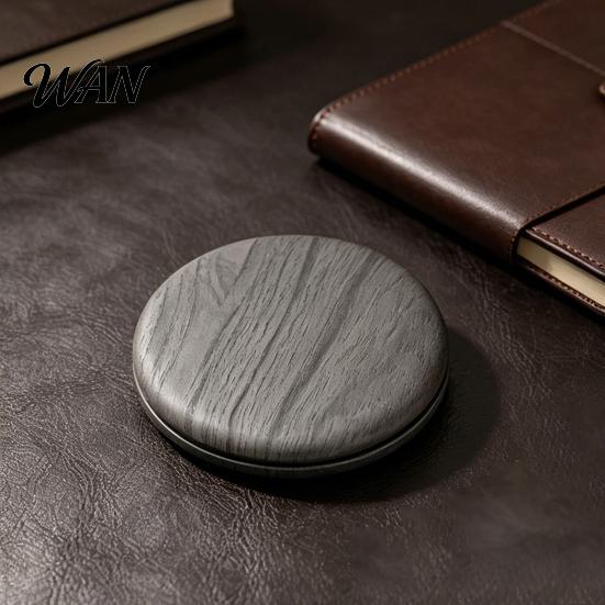 Compact Makeup Mirror Wooden Grain Handheld Mirror, Portable Travel Double-sided Vanity High Clarity Pocket Cosmetic for Women Girls