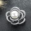 Ажурная брошь-роза, Элегантный жемчужный нагрудный значок, Цветочная булавка нишевого дизайна