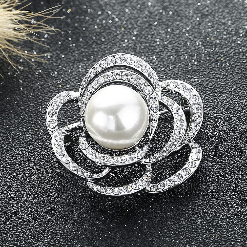 Ажурная брошь-роза, Элегантный жемчужный нагрудный значок, Цветочная булавка нишевого дизайна