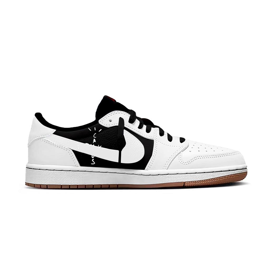 Jordan x Travis Scott Air Jordan 1 Qinglong Hook Slip Resistant Low top Vintage Basketball Shoes Women's White Black DZ4137-700(Team2042-  )