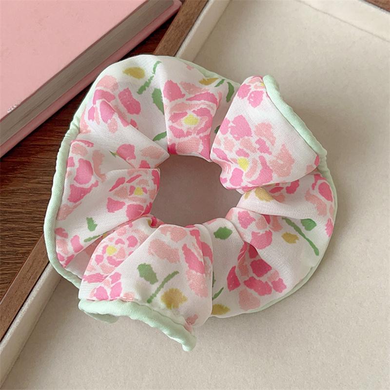 Элегантные широкие скранчи с принтом и кружевной отделкой для женщин и девушек, милая резинка для волос, симпатичная изысканная повязка на голову, аксессуары для волос, подарки