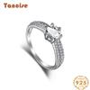Tancise Women Classic 925 Sterling Silver  Zircon Ring Ladies Jewelry Wedding Promise Party Gift