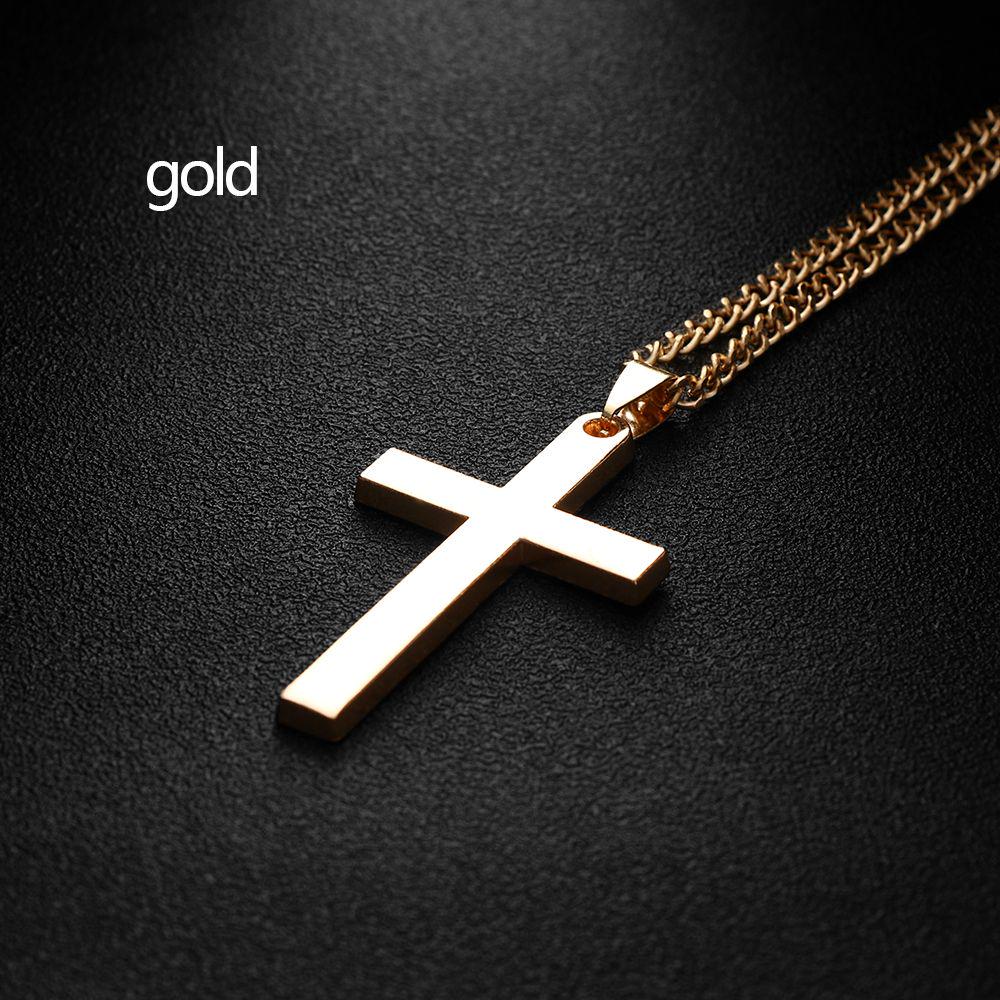 Jewelry Statement Alloy Stainless Steel Cross Pendant Link Chain Men Necklace