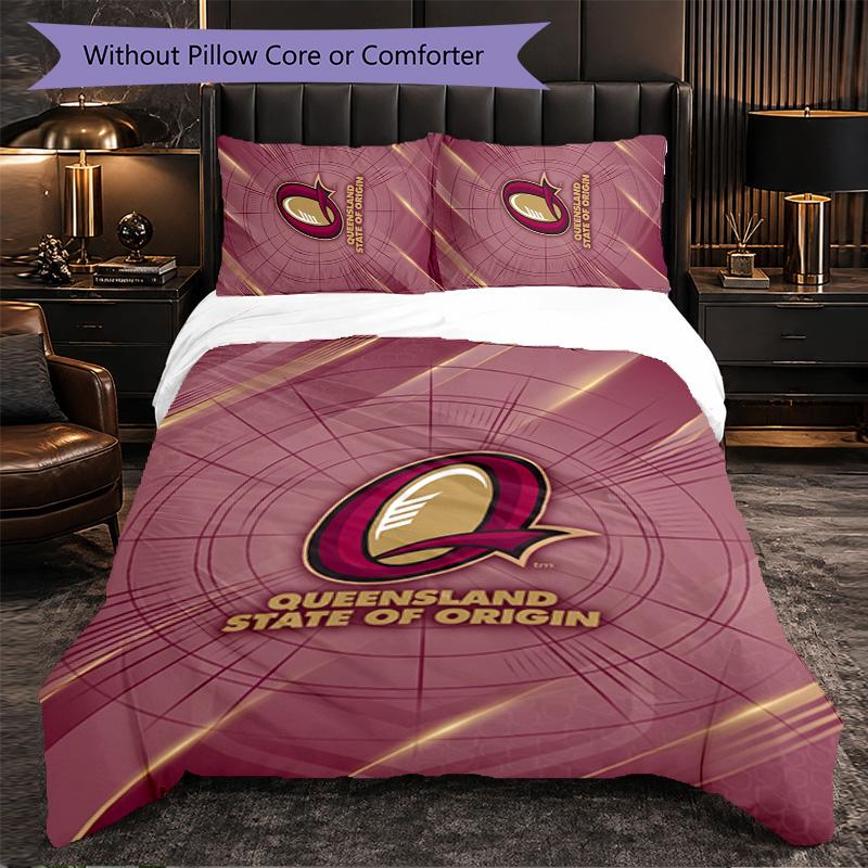Queensland Maroons Pattern Microfiber 3Pcs Bedding Set Decor Duvet Cover Set For Bedroom Home Use