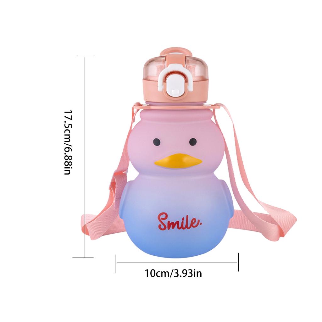 650ml Leak-proof Straw Drinking Cups with Adjustable Strap Cute Duck Mugs Large Capacity Holiday Gifts for Outdoor Sports
