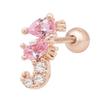 Rose Gold Pink Cubic Zirconia Gold Needle Seahorse Piercing 14K