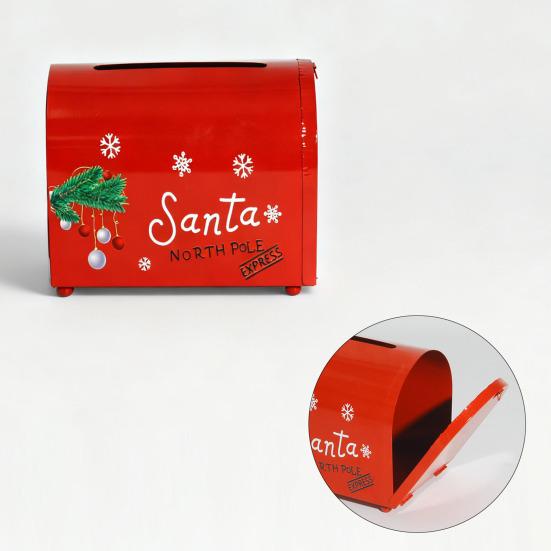Рождественский почтовый ящик Письма Санте Металлический почтовый ящик Рождественский декоративный Красный почтовый ящик для дома В помещении На улице Украшение входной двери Праздничная вечеринка