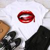 (Asian Size) 90s Cartoon Trend Lip Funny Fashion Print Graphic Tee Female Casual T Clothing Casual Women's Top Short Sleeve T-shirt