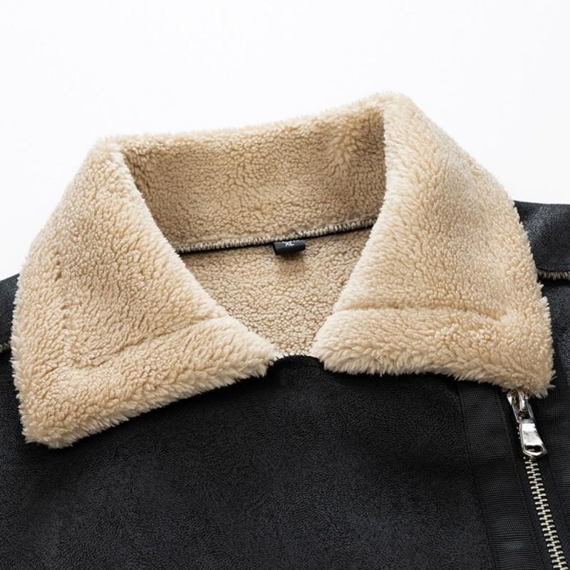 Мужская замшевая куртка на меховой подкладке, теплая стеганая куртка в стиле хипстера