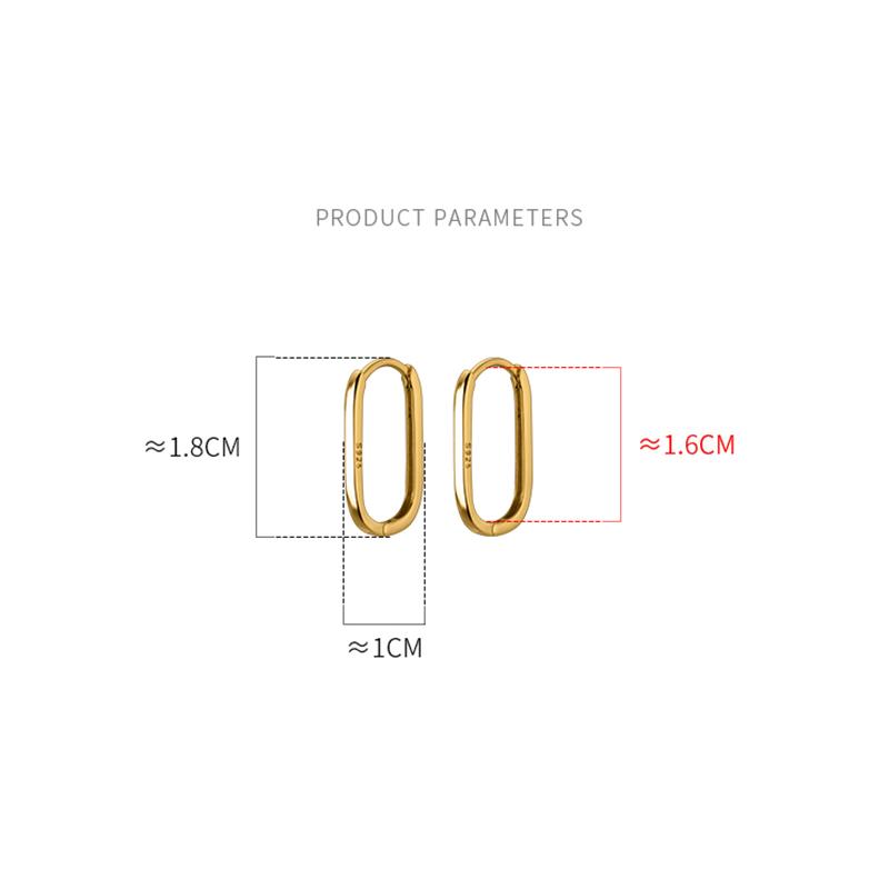 WANTME 925 Silver Simple Oval Glossy Huggies Ear Buckle for Women Fashion Bohemian European piercing Earrings Jewelry
