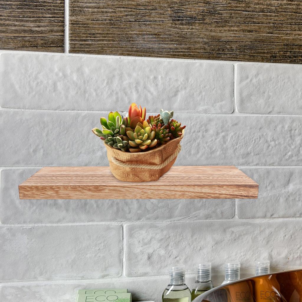 Floating Wall Shelf Modern Wood Bathroom Storage Shelves Spacesaving Sturdy Rustic Bedroom Nursery Solid MountBracket Hardware