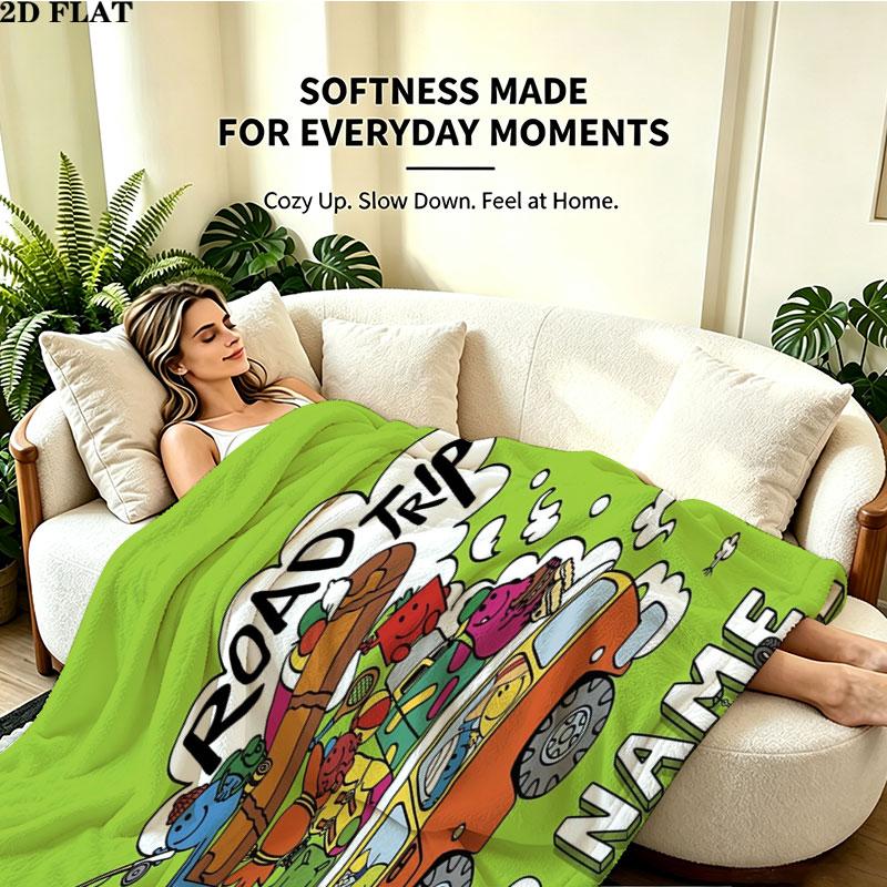 1PC Mr. Men Little Miss Custom Name Patterned Flannel Blanket Suitable For All Seasons for Home Decor Warmth and Comfort Gifts Holiday Present