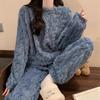 Fashion Coral Velvet Jacquard Pajama Set - Thick, Cozy, Unisex Autumn/Winter Suit