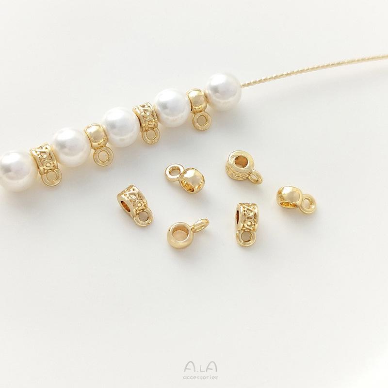 Gold-Filled 4mm Barrel Beads with Jump Rings, DIY Jewelry Accessories for Pearl Bracelets