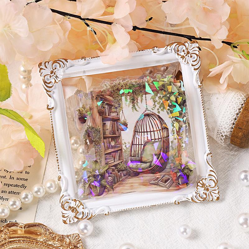 10 шт./упак. Цветочные наклейки на окна из ПЭТ-пластика, светящиеся ракушки, сделай сам, скрапбукинг, коллаж, канцелярские принадлежности, эстетика, наклейки для декора