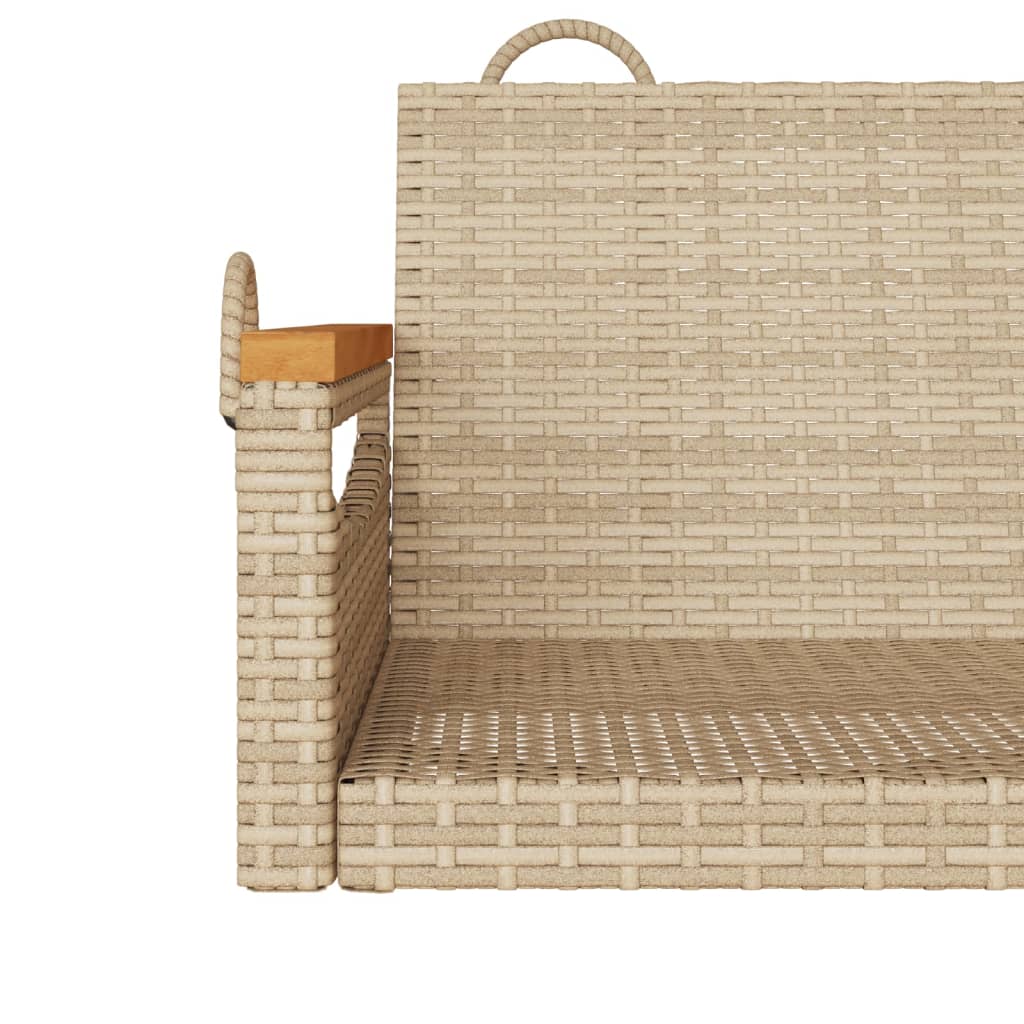 Hanging Swing Bench Beige 109x62x40 cm Poly Rattan