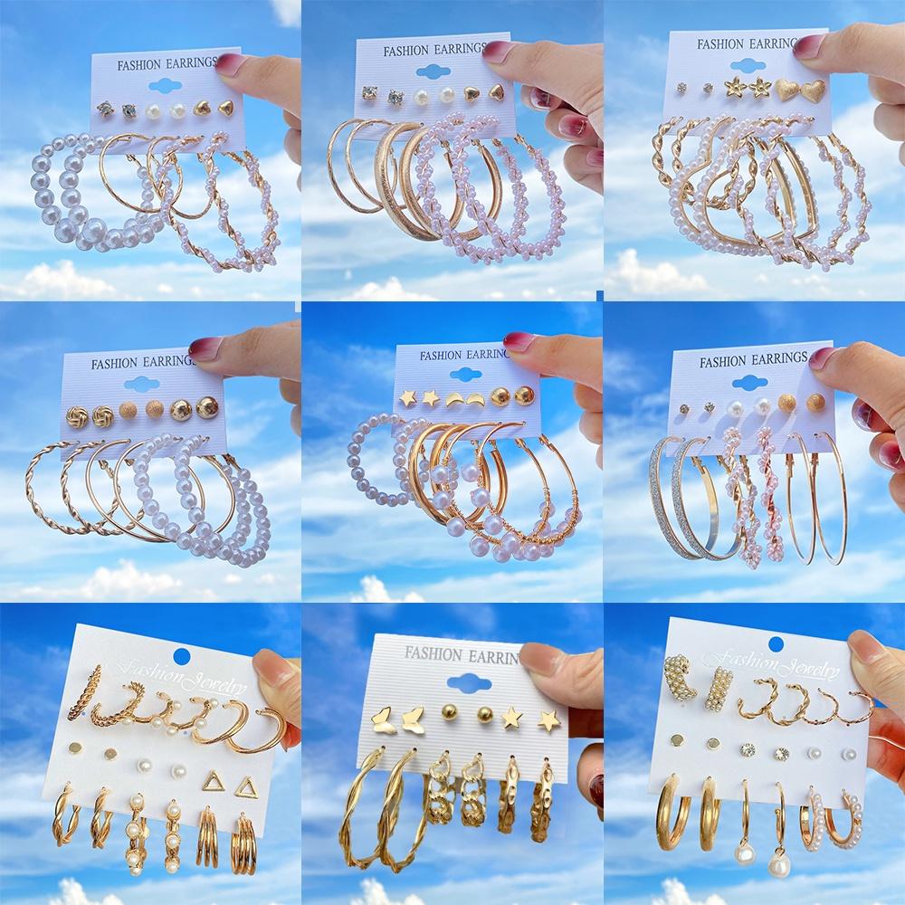 iF ME Модный комплект жемчужных серег, женские роскошные серьги-гвоздики с бабочкой и сердцем, золотые серьги-гвоздики из смолы, серьги-кольца, ювелирные аксессуары