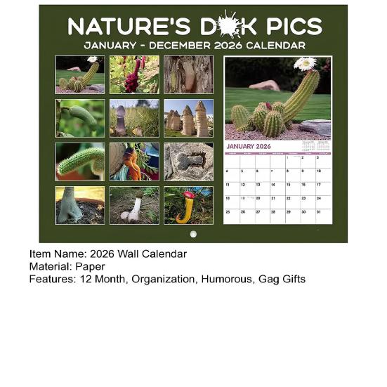 Funny 2026 Wall Calendar Jan. 2026 - Dec. 2026 12 Monthly Planner White Elephant Gag Gifts for Home Office Decoration