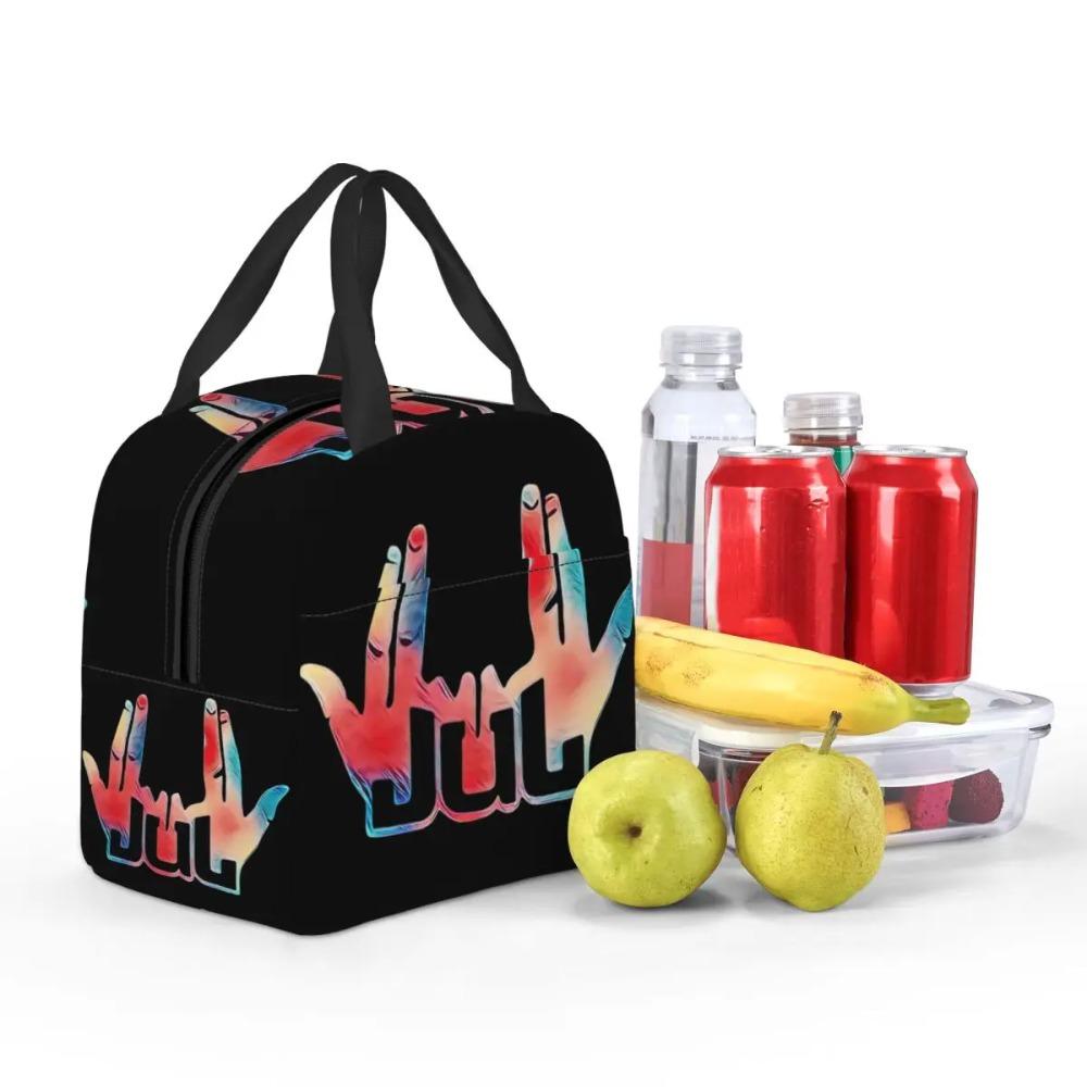 Custom Jul French Rapper Hip Hop Portable Lunch Boxes Women Waterproof Thermal Cooler Food Insulated Lunch Bag Office Work