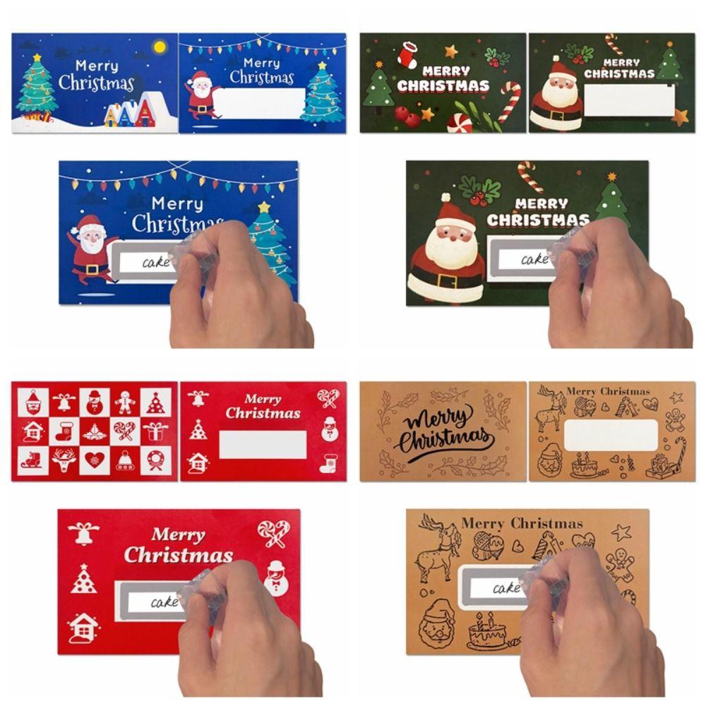 50 Pcs Santa and Tree Designs Christmas Scratch Off Cards Opaque Coating Raffle Ticket  Party Games
