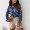 Женская блузка-рубашка с длинным рукавом и леопардовым принтом на весну и лето
