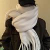"2024 Winter Versatile Solid White Scarf for Girls - Korean Style"