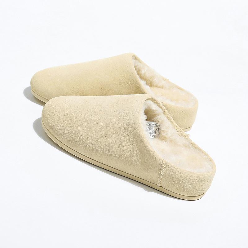 Thick-soled Fur Integrated Wool Shoes Women's 2025 Autumn and Winter New Bag Head Half Slippers Casual Warm Non-slip Cotton Shoes