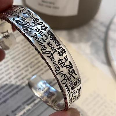 Тайский серебряный браслет с граффити женский ins нишевый дизайн холодный стиль Япония и Корея ·