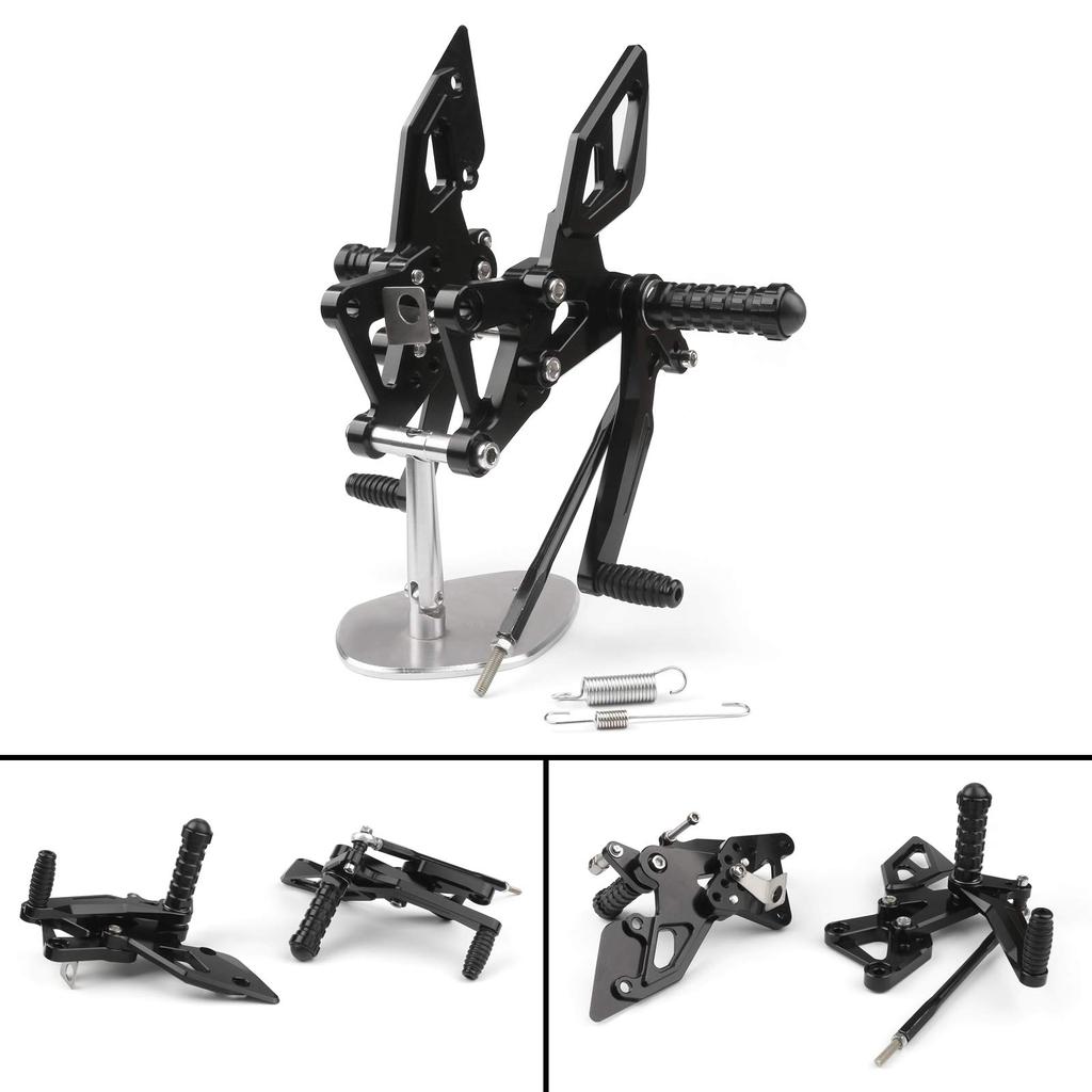 Bruce Shark Motorcycle Rearset Kit Adjustable Foot Easy CNC Compatible with Yamaha YZF R25 YZF R3 Black & - Pedals, Installation, 6061-T6 Aluminum,