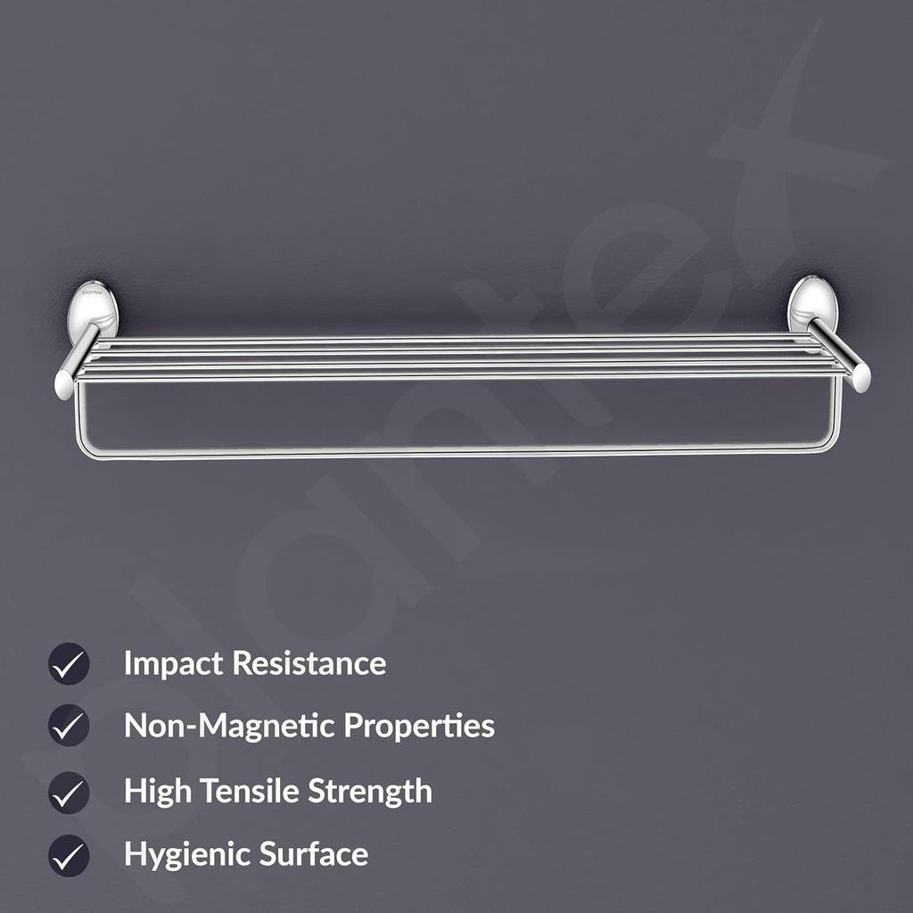 Stainless Steel Towel Holder In Bathroom/Cloth Hanger for Bathroom/Towel Rack/Bathroom Accessories - Oreva (Chrome)