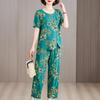 Plus Size Elegant Women's Two Pieces Set Summer Vintage Clothing Loose Casual Pants Sets