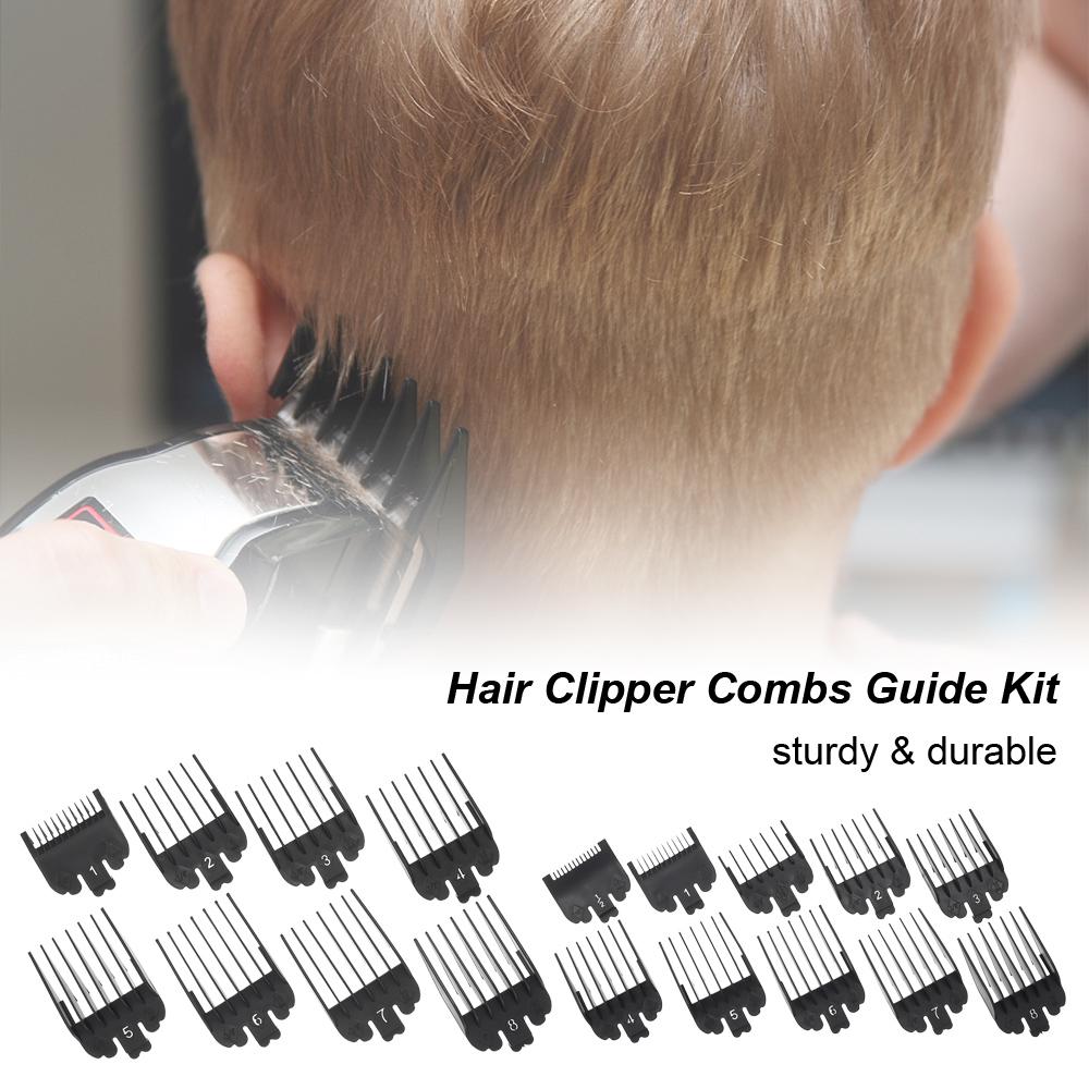 10PCS Hair Clipper Combs Guide Kit Plastic Hair Trimmer Guards Cutting Guard Attachment Kit for WAHL Hair Salon Tools Black