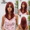 Long Straight Wig Red Wigs with Bangs for Women Daily Natural Synthetic Wigs Heat Resistant Fiber Hair