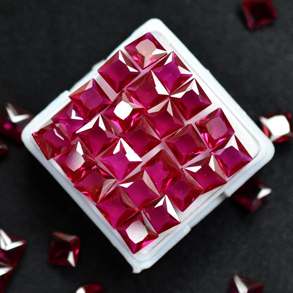 Natural Red Ruby Loose Gemstone 6 pcs Square Cut 5x5 mm Lot for Jewelry Making and Gem Collections