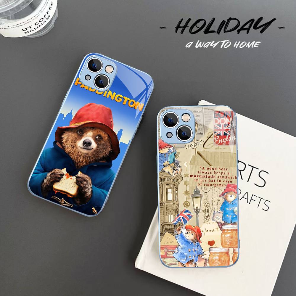 Cute P-Paddingtons Bear For IPhone 14 13 12 Mini 11 Pro XS Max X XR 14 Plus Tempered Glass Cover