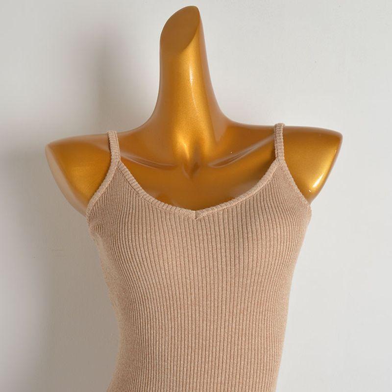 Spring and Summer New Arrival Pure Color Sexy Sleeveless Knitting Dress Women's Clothing Silm Sheath Slit Base Suspender Dress
