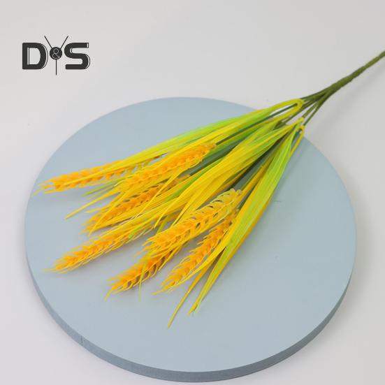 7 Forks Artificial Wheat Ears Rice Plant Bouquet Realistic Simulated Non Water Needed Easy To Care Indoor/Outdoor Decor