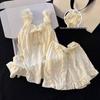 Women's Fairy Princess Nightdress - Summer 2024 Sweet Ruffled Short-Sleeve White Pajamas